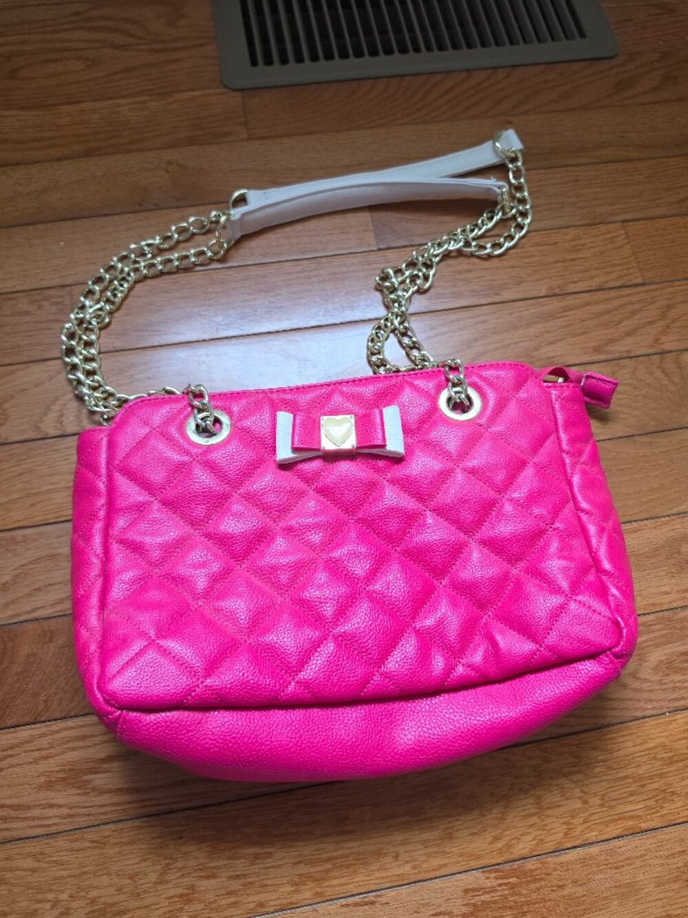 Betsey Johnson Hot Pink Quilted Shoulder Bag